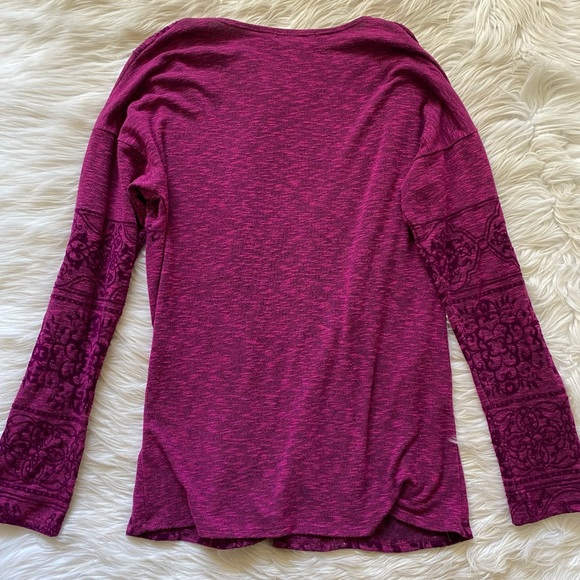 Hale Bob Purple Floral Open Front Long Sleeve Cardigan - Picture 6 of 7